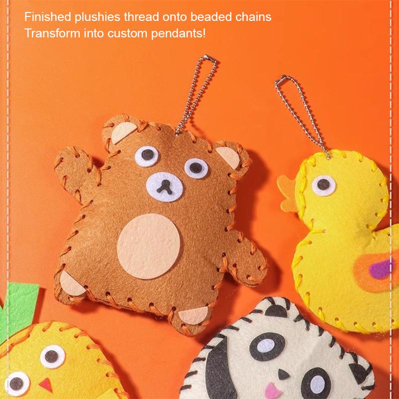 6-Piece Felt Sewing Craft Kit With Full Material Set - Diy Plush Doll Ornaments Gift For Kids