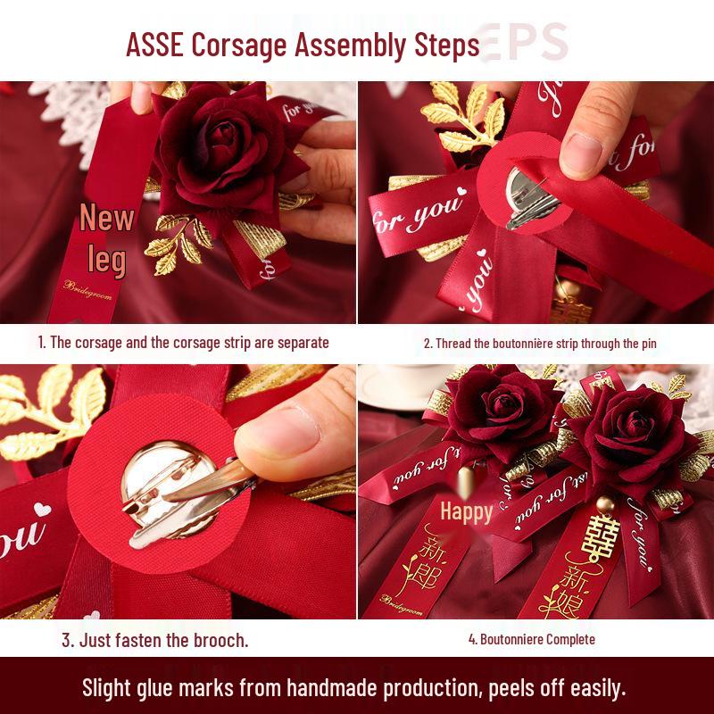 Premium Wedding Boutonniere Set for Groomsmen, Brides, and Groom - Creative Artificial Lapel Flowers and Pins for Bridesmaids.