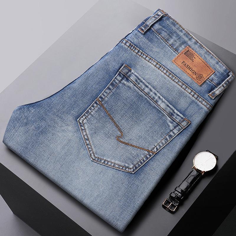 Men's Fashionable Denim Trousers: Spring/Autumn Straight-Leg, Slim-Fit, Korean-Style, Trendy Casual Stretch Trousers