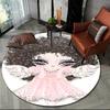 3D Cute Ballet Girl Ballerina Fairy Cartoon Area Rug,Round Carpet for Living Room Bedroom Sofa Decoration,Kid Non-slip Floor Mat