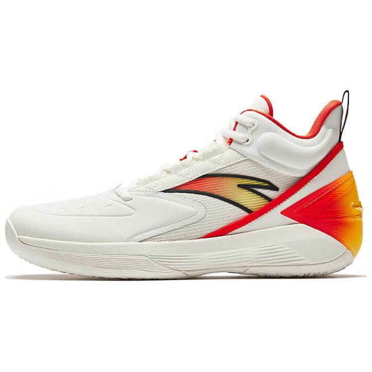 New Anta Slip Resistant Coverage Wear Resistant High Top Basketball Shoes Men's White Orange Red 912511604Q-1