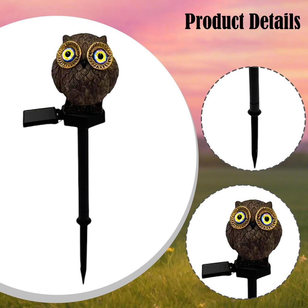 Outdoor Solar Pathway Light Garden Stake Animal Statue Ornament Landscaping Lamp Owl Figurine Warm