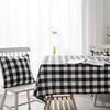 Imanqi Yun Garngefärbte Schwarz-Weiß Karierte Tischdecke - Amerikanischer Stil Rechteckiges Tuch für Ess- & Kaffeetische