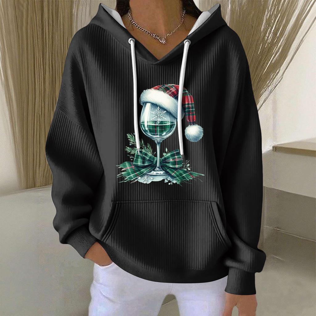 Women's Fashion Casual Christmas Angel Print Pullover Long-Sleeve Sweatshirt