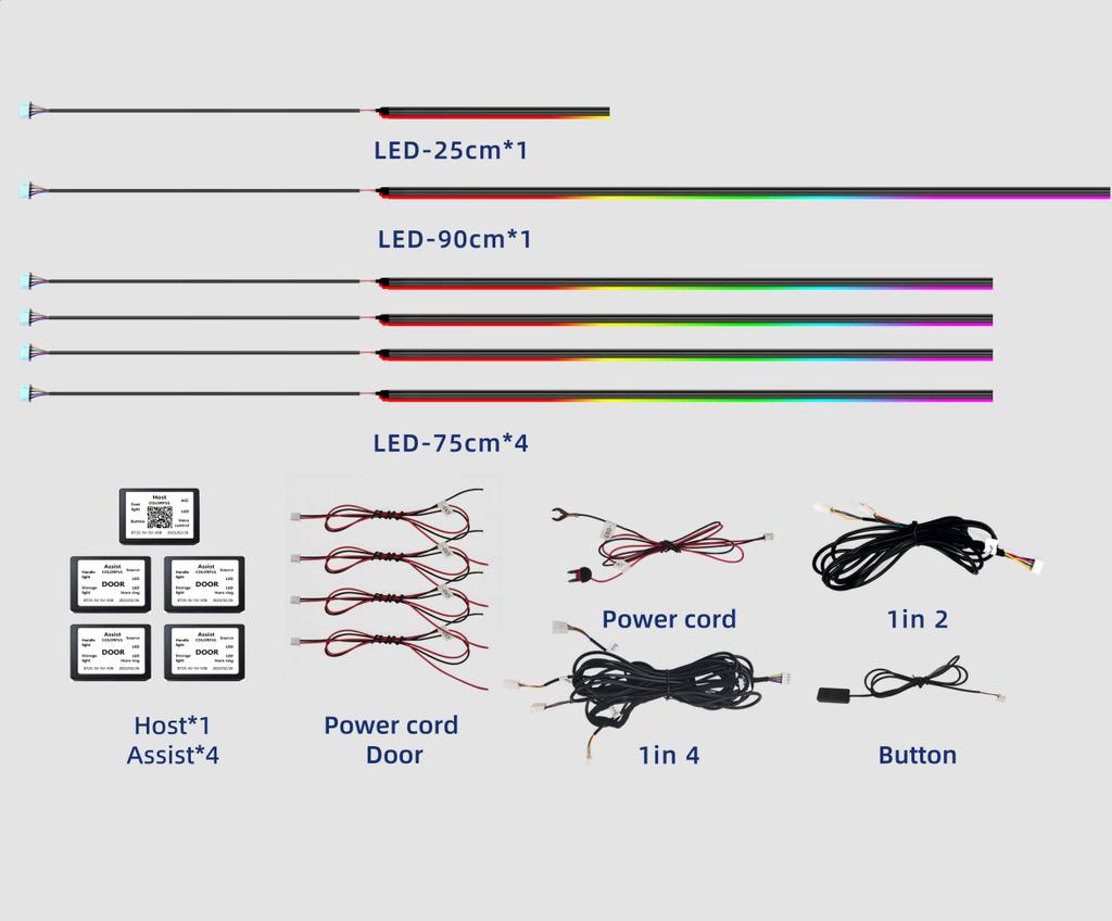 22 in 1/18 in 1/10 RGB Car Ambient Light Kit Fast Delivery Symphony Car LED Lamp with Optical Acrylic Strip for Car Interior