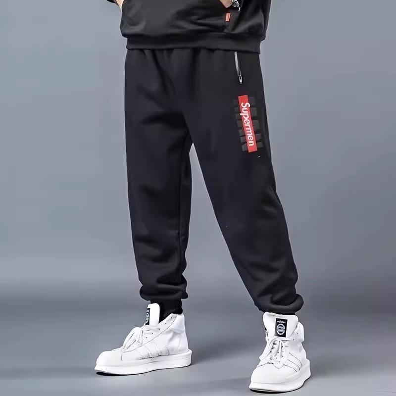 Trendy Oversized Men's Loose-Fit Straight-Leg Wide-Leg Casual Stretch Sports Trousers with Drape