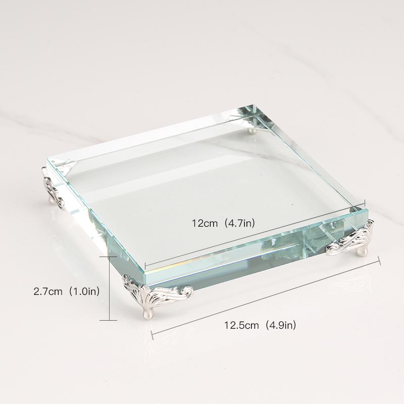 Pyramid Crystal Metal Ornament: Luxury Display Plate for Jewelry, Minerals, Figurines, & Wine