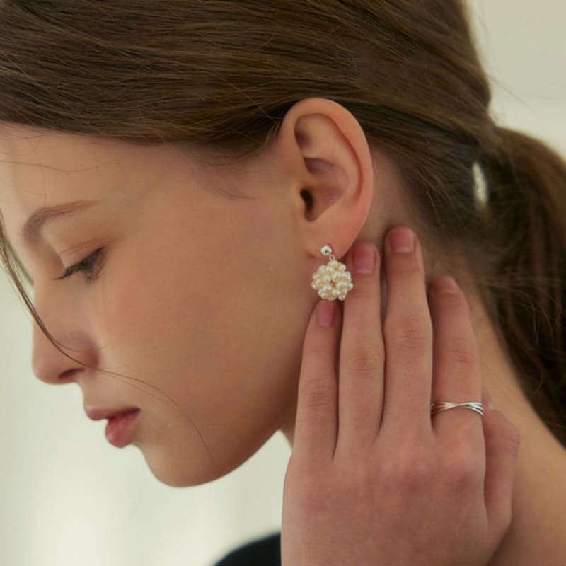 Murmeln [925silber]Bubble Perlen-Tropfenohrringe