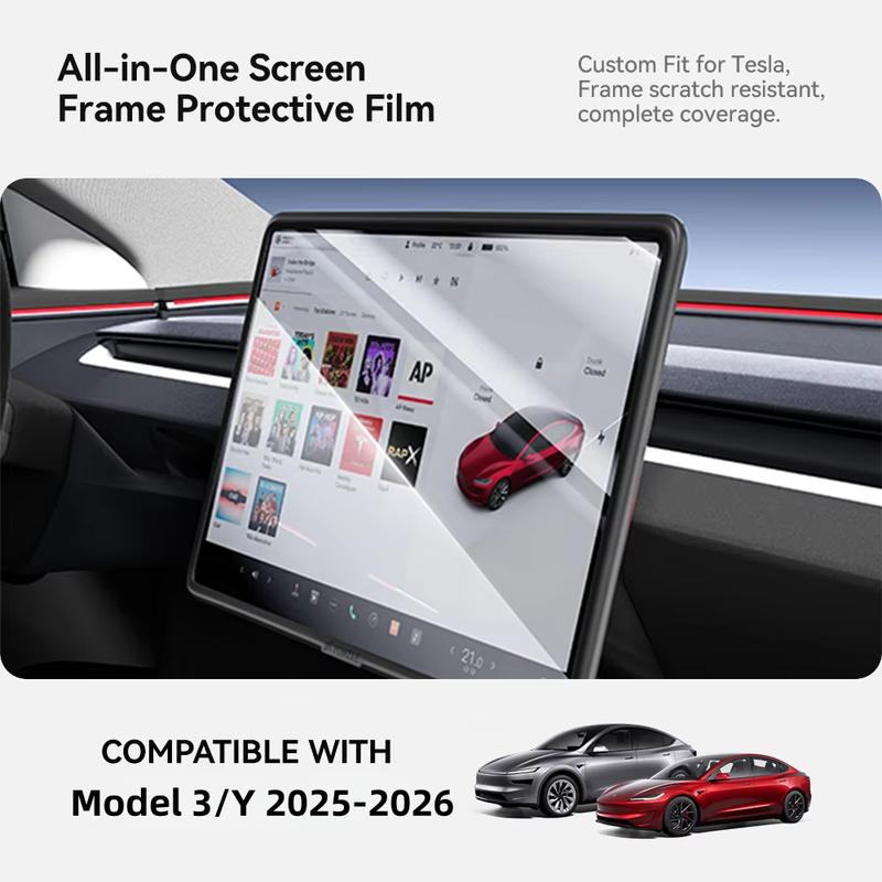 YZ For Tesla Model 3/Y/YL Highland Juniper Center Control screen Tempered Glass Film Protector Matte HD with Border Protection