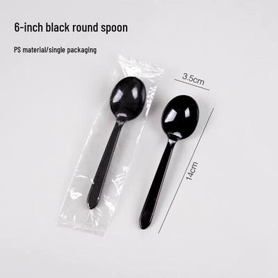 Black Disposable Plastic Dessert Spoons
