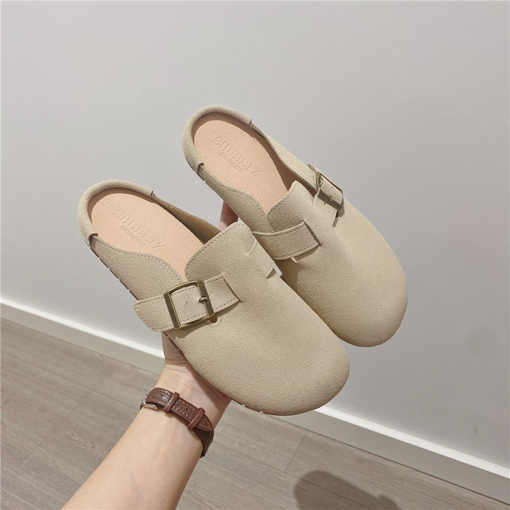 

Ретро сумка с пряжкой голова полу-тапочки женская верхняя одежда 2025 осень новинка корейская версия мода ленивая мягкая подошва плоская подошва шлепанцы женские 40 абрикосовый