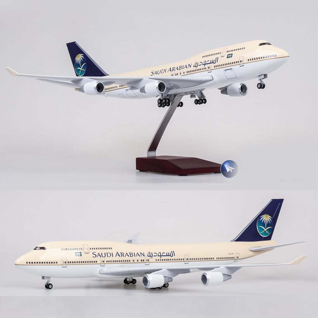47cm Saudi Arabian Airlines 747 B747 Plane Model Airplane Model Aircraft Resin Diecast 1:150 Scale with Light & Wh