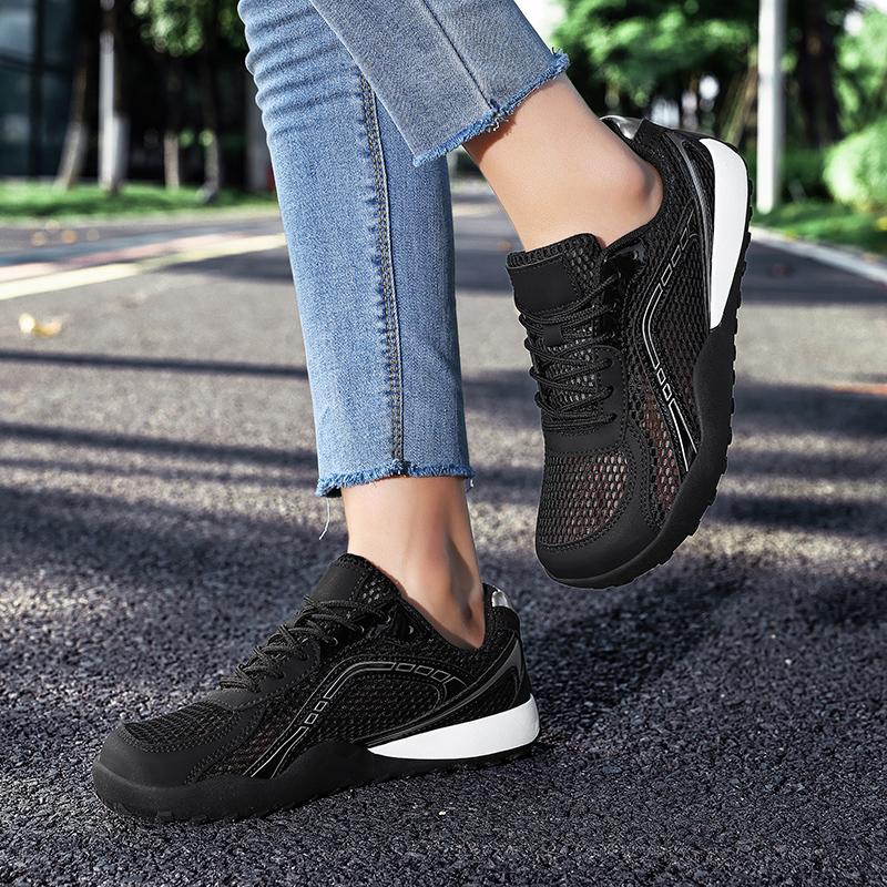 TUINANLE Couple Unisex Wide Toe Sneakers Breathable Mesh Lightweight Black All Day Comfort Casual Walking Shoes for Daily Outdoor