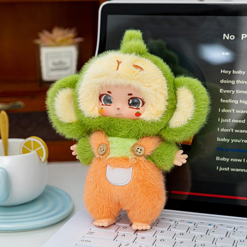 New Peach Fox Plush Toy Children's Monkey Doll Backpack Hanging Ornament Healing Table Birthday Gift