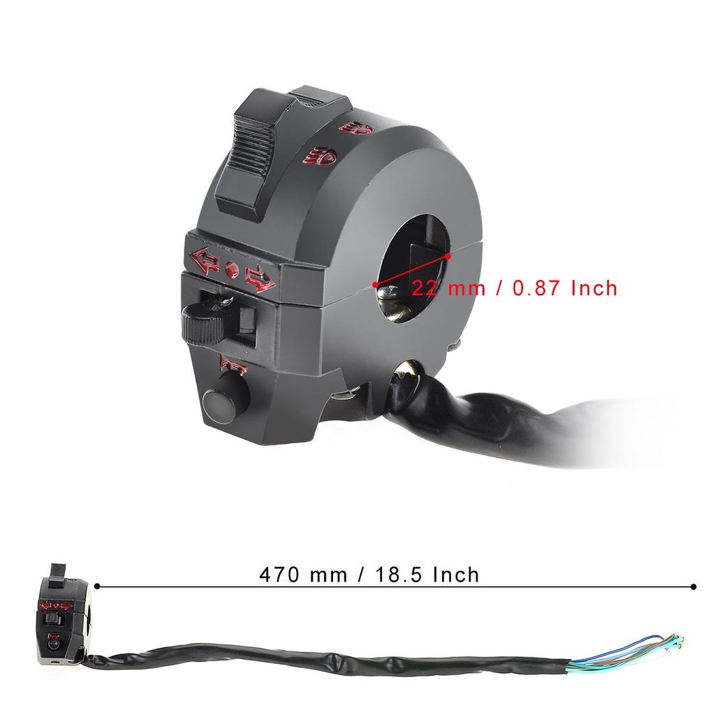 KAWELL Motorradschalter Motorrad Blinker Schalter Wasserdichter Schalter Fahrrad 0,9 Zoll (22 mm)