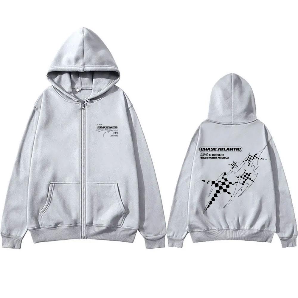 Chase Atlantic Lost In Concert Zipper Hoodie Men Women Casual Vintage Zip Up Sweatshirt Men's Alternative R&B Rock Zip Up Jacket