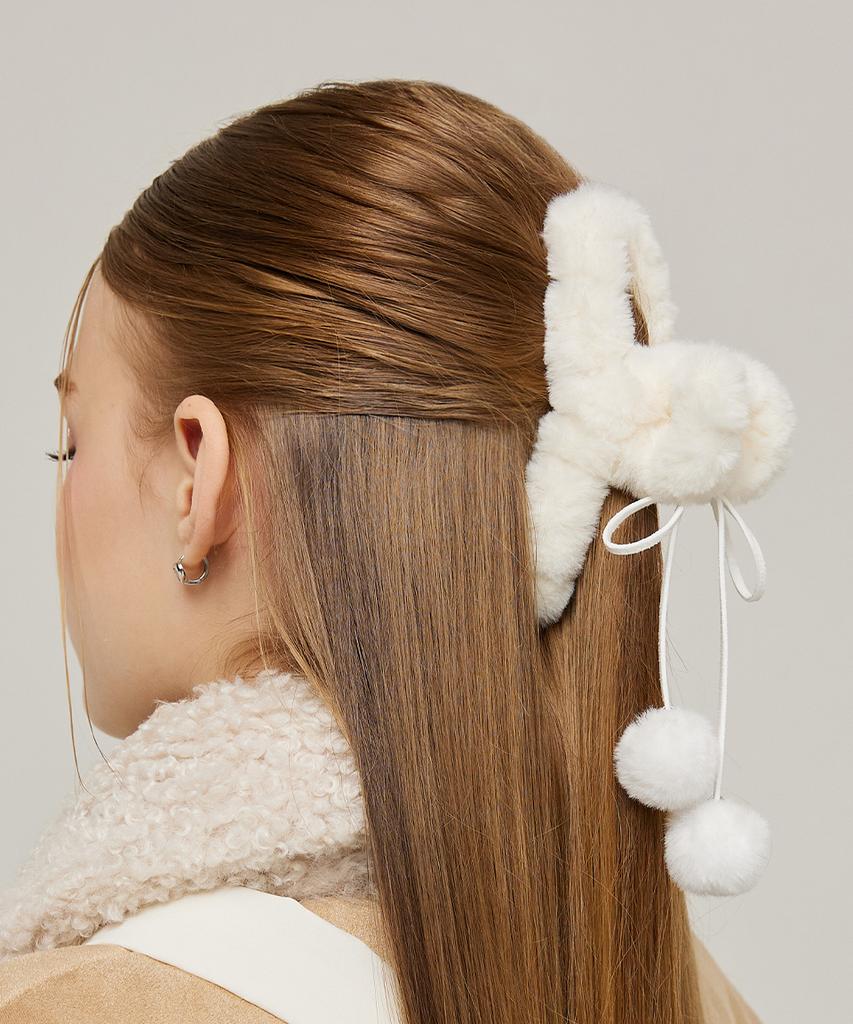 Vvv Pom-Pom Hair Clip _ White