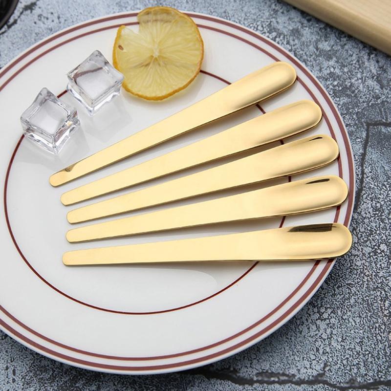 

1Pc Coffee Spoon Stainless Steel Flat Forks For Dessert Small Coffee Mixer Stirring Bar Kitchen Tableware Tools золотий