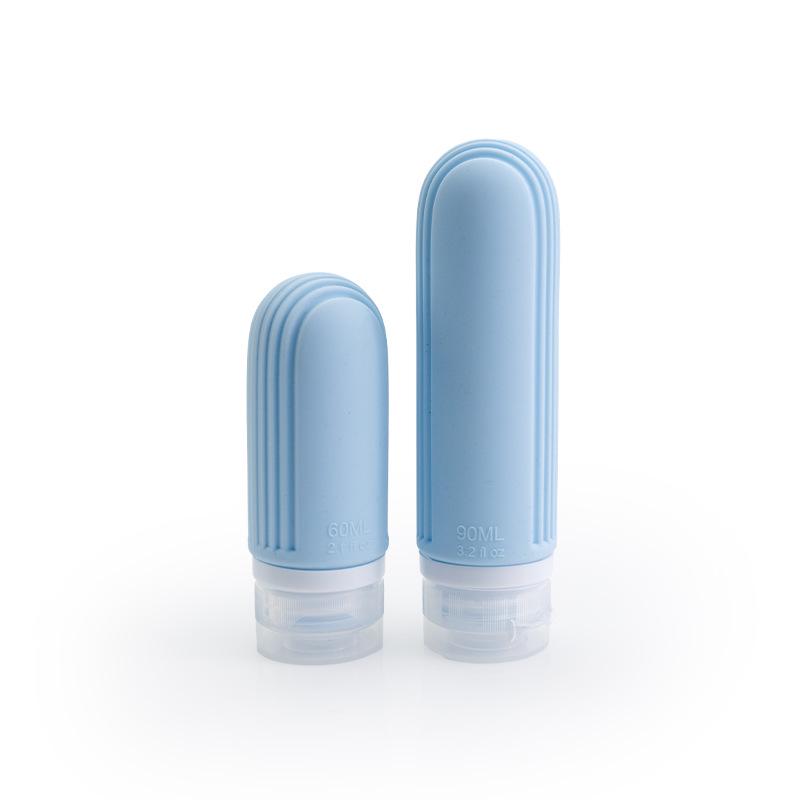 Travel-Friendly Refillable Silicone Lotion Bottle with Vertical Stripe Texture