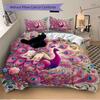 3pcs Pink Peacock with Open Tail Printed Quilt Set - Soft and Comfortable Quilt Cover for Bedroom, Guest Room and Dormitory Decorative Bedding Se