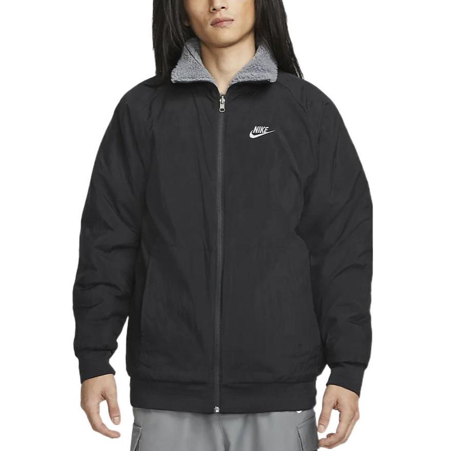 Nike Embroidered Logo Stand Collar Reversible Full-Zip Jacket Men Outerwear Cool-Grey DZ4713-065