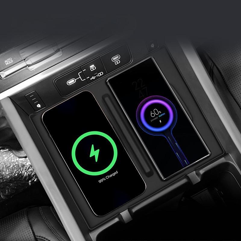 Für Hyundai Santa Fe 2025 Kabelloses Ladefeld Auto Handy Rutschfeste Ladematte Silikon Schutzpad Auto Innenzubehör