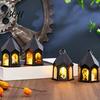 Witch And Ghost Stickers Halloween Pumpkin Lantern, Gothic House Shape LED Flickering Candle Light Portable Hanging Lamps for Party, Spooky