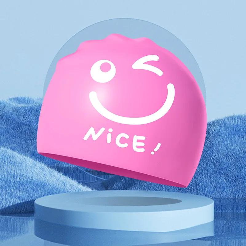 Silikon-Badekappen für Erwachsene für Damen langes Haar wasserdicht Ohrenschutz Badekappe Frau bedruckte Badekappe Schwimmzubehör