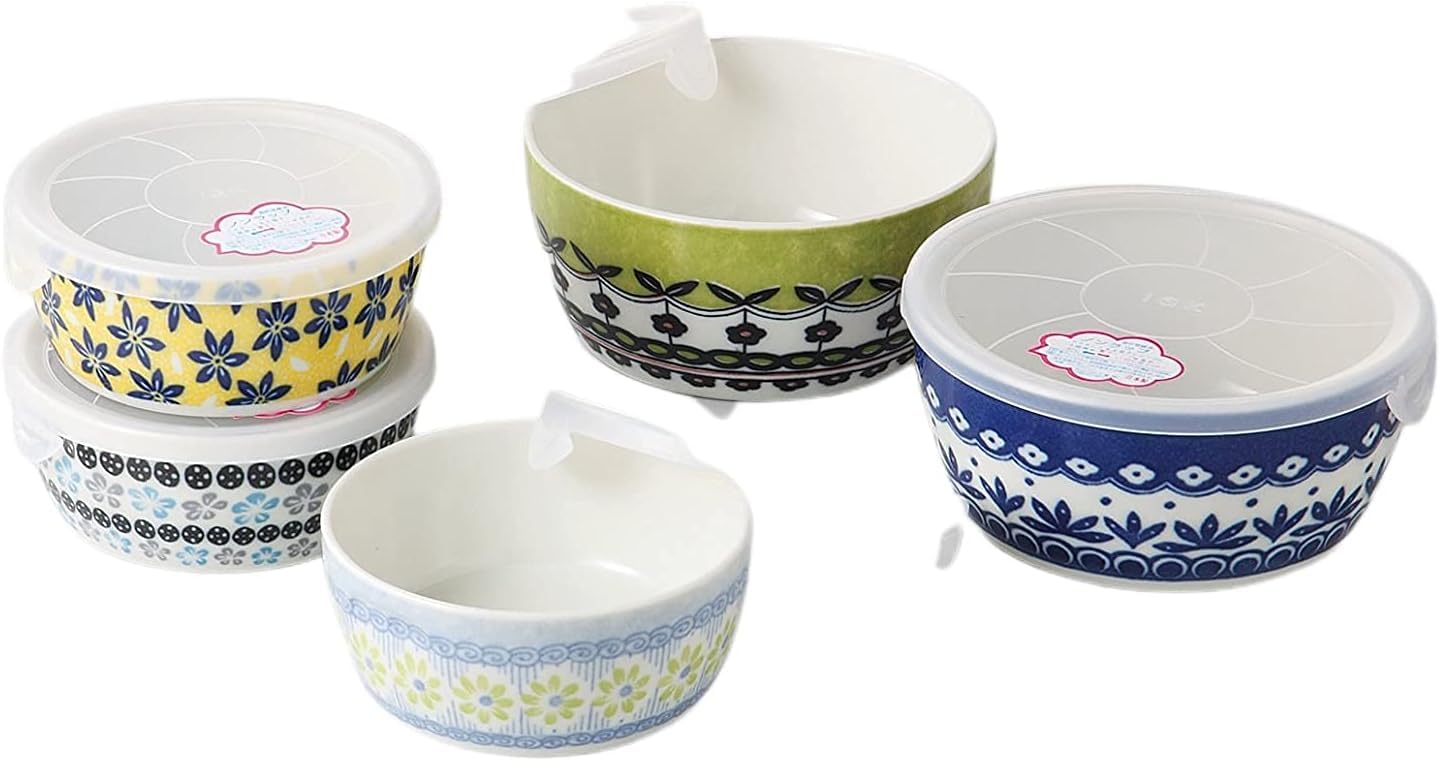 

Awasaka Pottery Field Microwave Cookware x Mino Ware Made in Japan Set, 5-Piece Set, 13.5 H6cm, Porcelain,