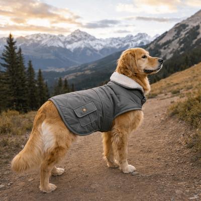 Fashion Warm Dog Winter Coat Thickened High Collar Dog Thermal Clothing Soft Fleece Adjustable Dog Vest Jacket Outdoor