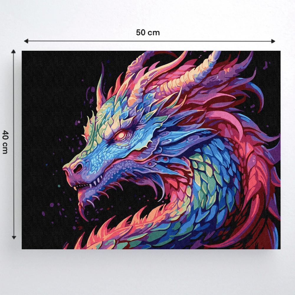 Malowanie Po Numerach Z Ramą Obrazy Do Malowania Kolorowy Smok 50X40 Cm