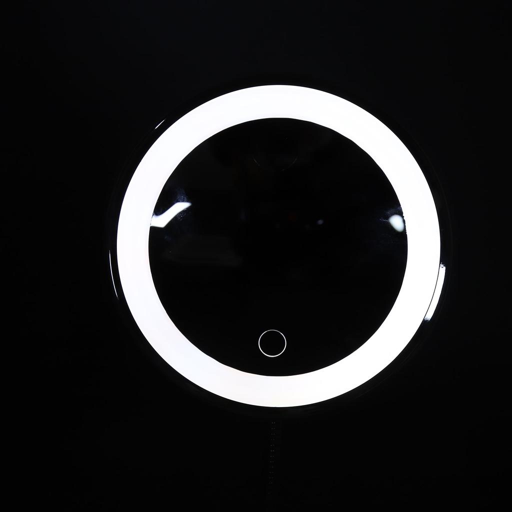 LED Makeup Mirror 10x Magnification Adjustable Brightness Three Light Colors Suction Cup Design Makeup Mirror