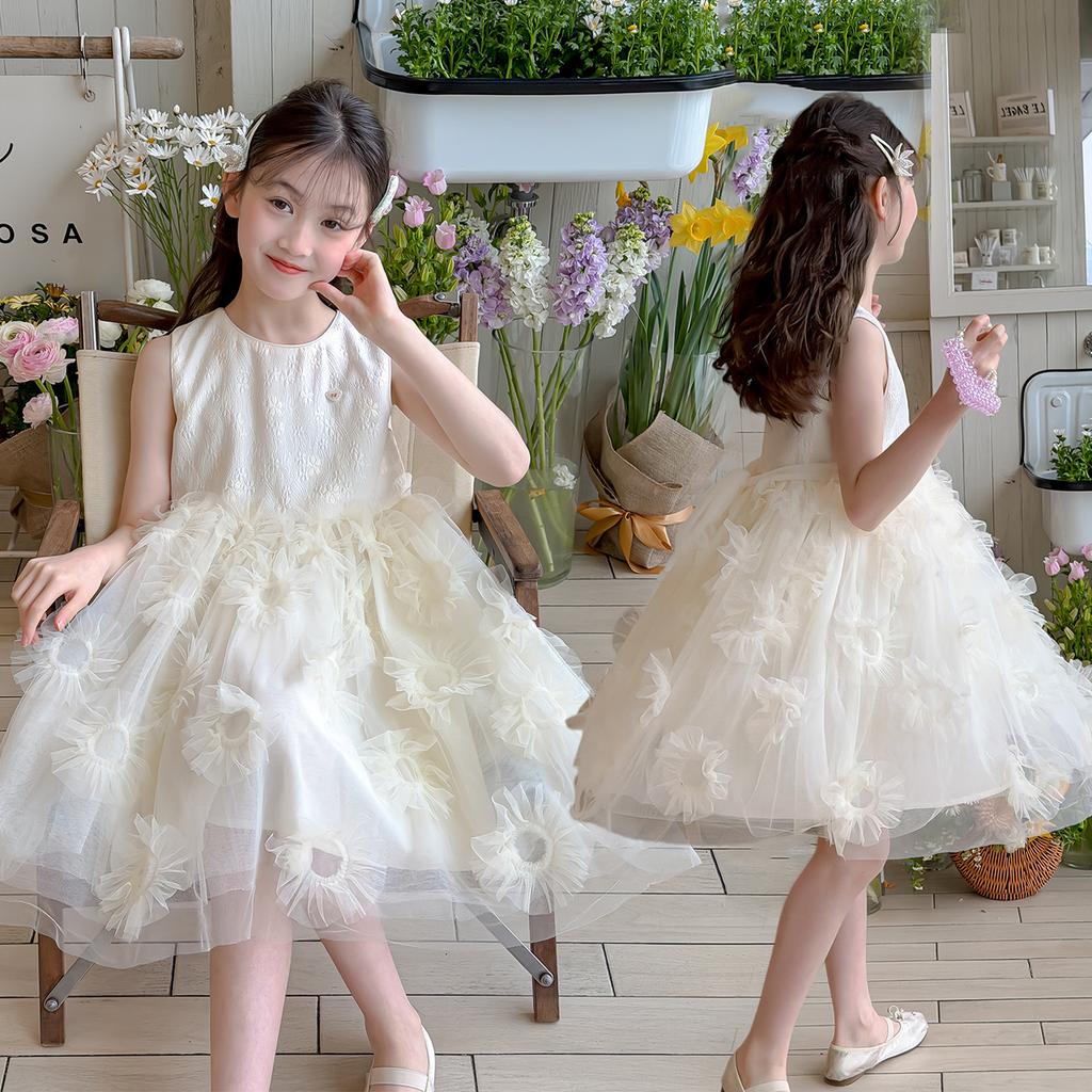 Girls' Dress 2026 New Style Princess Style, Big Children's Mesh Cake Skirt, Summer Fluffy Vest Skirt