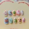 Reusable Press-On Nails Short Square Style Hand-Painted Cute Cat Eye Design Women Girls Instagram Trendy Nail Art