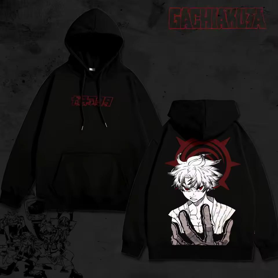 Gachiakuta Rudo Enjin Riyou Kei Urana Anime Manga Graphic Print Y2K Aesthetic Streetwear Unisex Thick Fleece Pullover Oversized