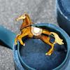 1Pc Cloth Decoration Exquisite Vintage Gift Horse Brooch Vintage Diamond Inlaid Zinc Alloy