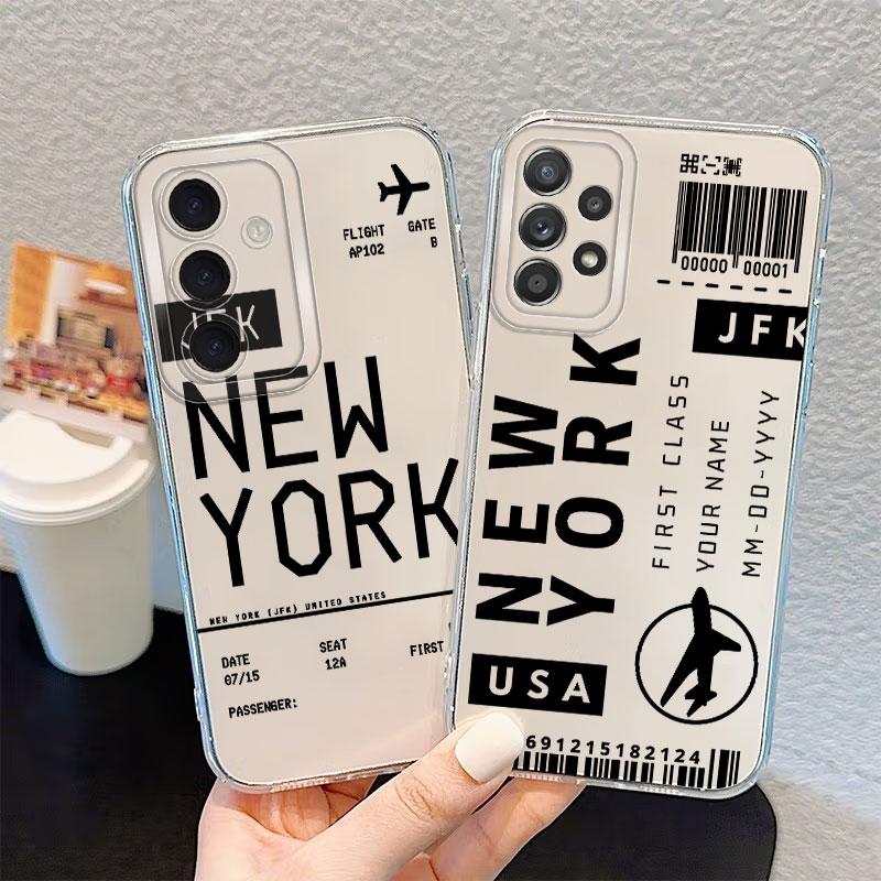 Fly To New York Case for Samsung Galaxy S26 S24 S23 Ultra S22 FE Note 20 Ultra 10 S21 S20 Plus S25 Edge Phone Cover