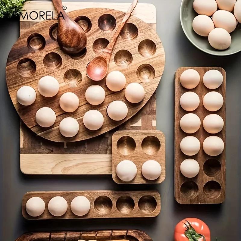 Modern Wooden Egg Storage Box Multi-Compartment Kitchen Organizer for Fresh Eggs Perfect for Home Cooking Baking