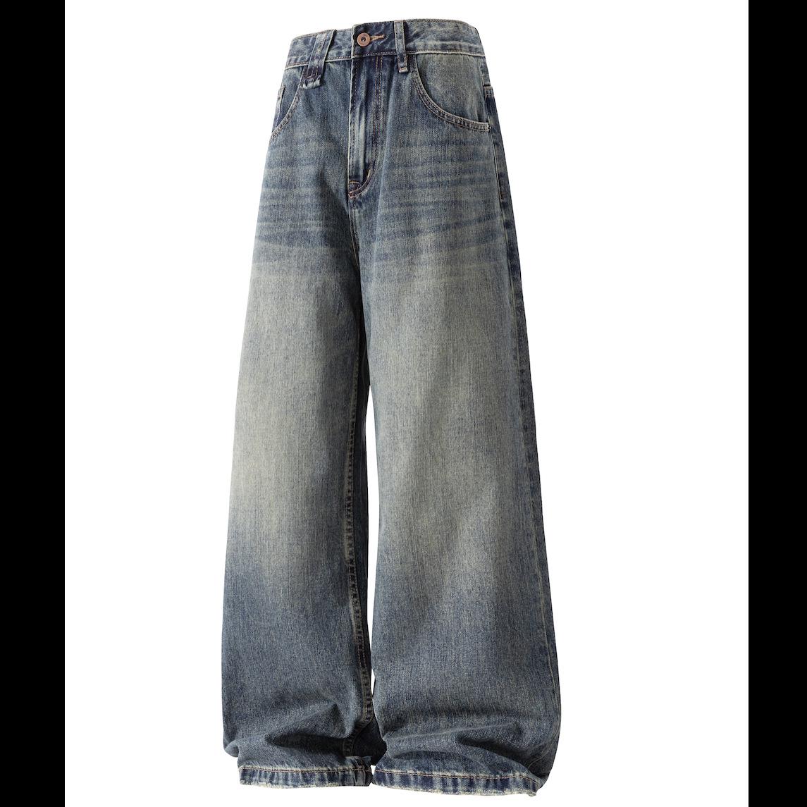 

Мужские модные джинсы А-силуэта с широкими штанинами 2025 3XL синий