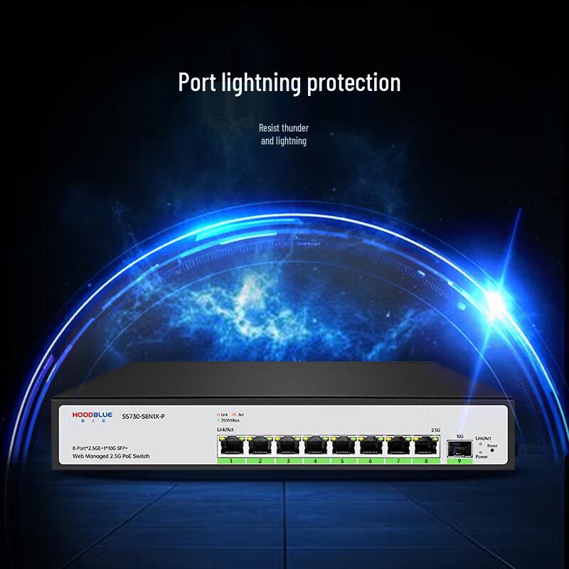Hoodblue 8-Port 2.5G + 1-Port 10G Managed POE Switch