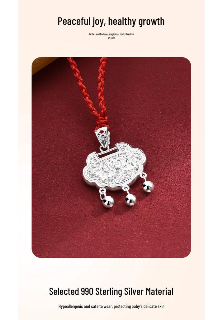 990 Sterling Silver Lucky Lock Pendant Necklace for Girls - Elegant, Durable, and Perfect Birthday Gift
