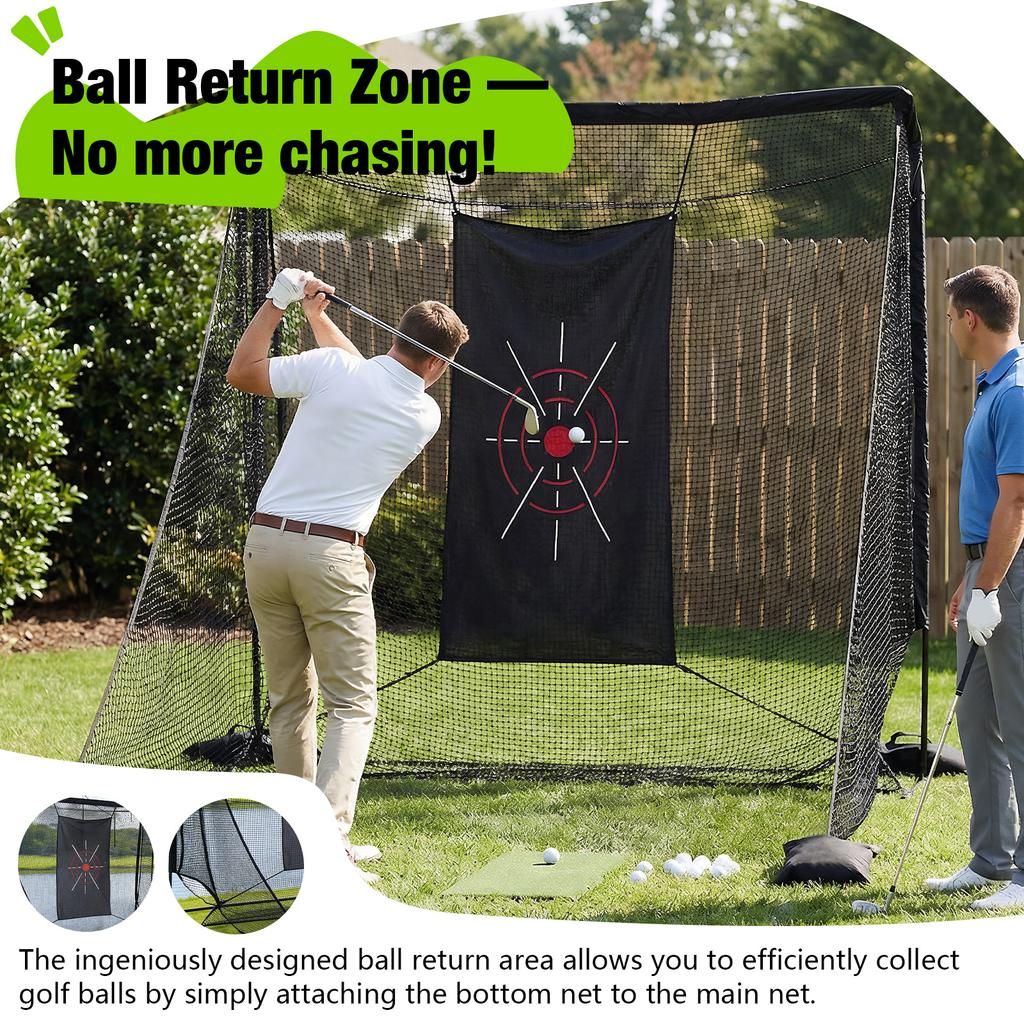 Golf Hitting Net 10x7ft Portable Hitting Nets with Side Barriers & Target Cloth for Backyard Driving Chipping Indoor Outdoor Use
