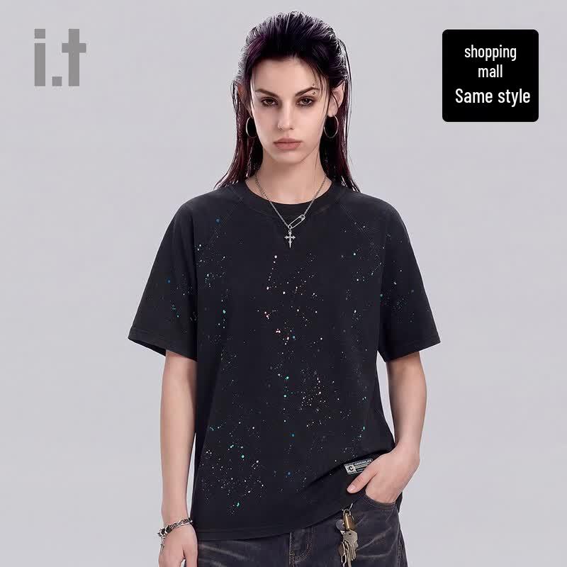 :CHOCOOLATE i.t American Retro Distressed Spotted Cotton T-Shirt 4XL