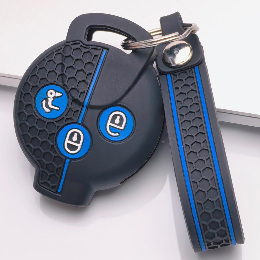 Silicone Remote Key Cover for Smart Fortwo Forfour Roadster City Coupe City Cabrio with Keychain Honeycomb Texture Soft Silicone Car Remote Key Sleeve