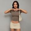 Women's Short Sleeve Crop Top Boat Neck Casual Slim Fit T-Shirt Solid Color Brushed Milk Fabric Y2K Streetwear Blouse Spring Daily Outfit