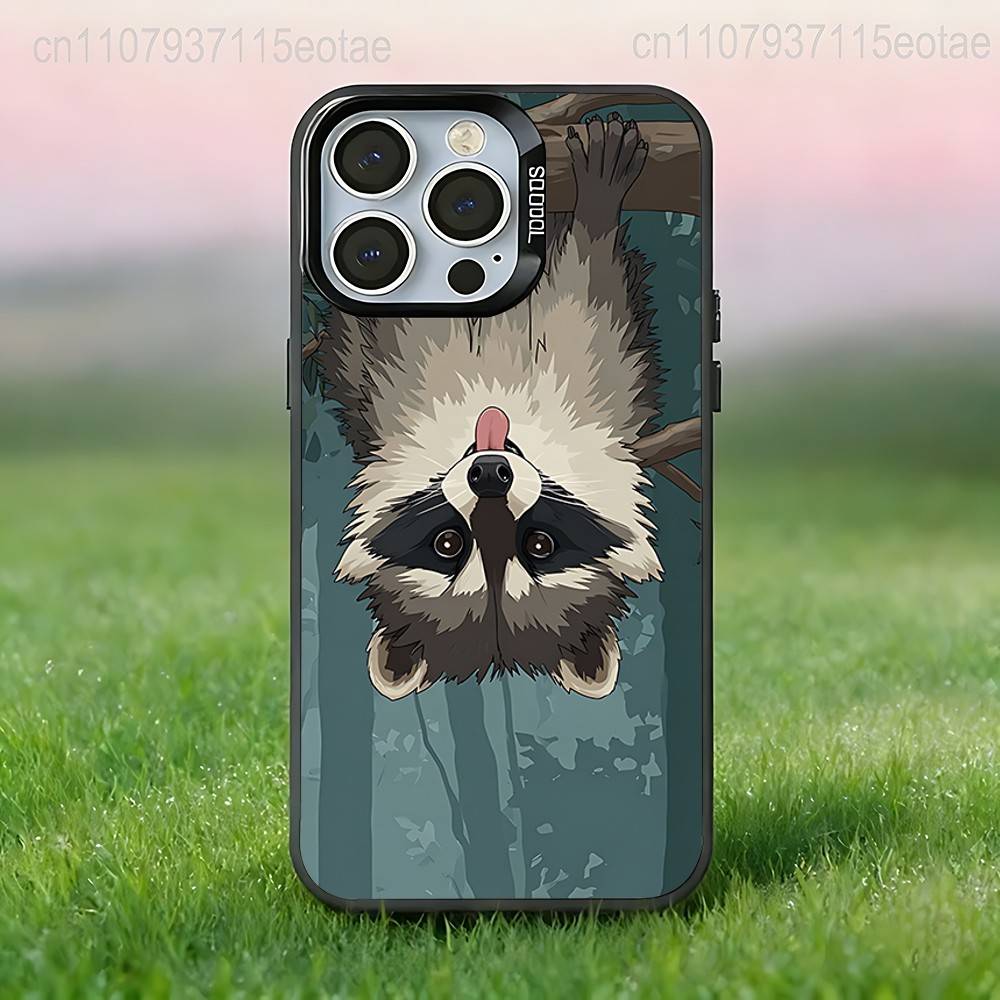 

Cute funny Raccoon animal Phone Case For iPhone 17,16,15,14,13,12,11,Pro,XS,Max,Plus,Mini,SE4,E Black Matte Shockproof Cover iPhone13mini