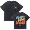 Lavado Vintage cristiano Jesús buenas noticias Dios te ama versículo de la Biblia camisetas gráficas hombres mujeres mod 2174