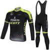 Mens Cycling Long Sleeve Jersey Bib Shorts Set Quick Dry Performance Wear Road Bike Riding