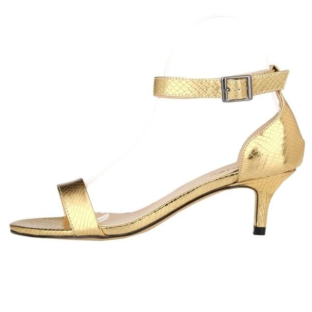 

Женские туфли-лодочки, туфли из искусственной крокодиловой кожи с открытым носком и ремешками на щиколотке, летние туфли на высоком каблуке 105-2xey 42 золотой