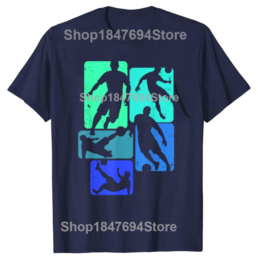 Funny Soccer Player Retro Boys Graphic T-shirts Tshirt Men Women's Fashion Casual Oversized 100% Cotton Sports T Shirt